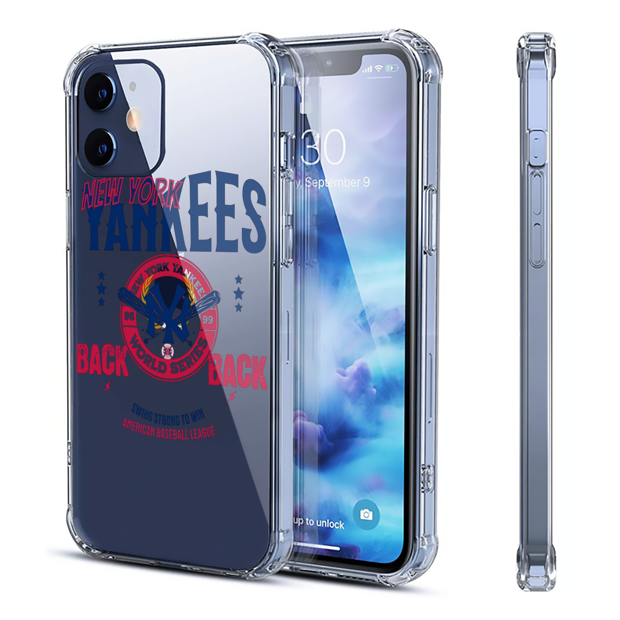New York Yankees WS Back 2 Back 98-99 Clear IPhone 12 Case – Soft TPU With UV Print – Enhanced Drop Protection, Precise Fit, Anti-Fingerprint, Customizable Design, Scratch-Resistant, Yellow-Resistant
